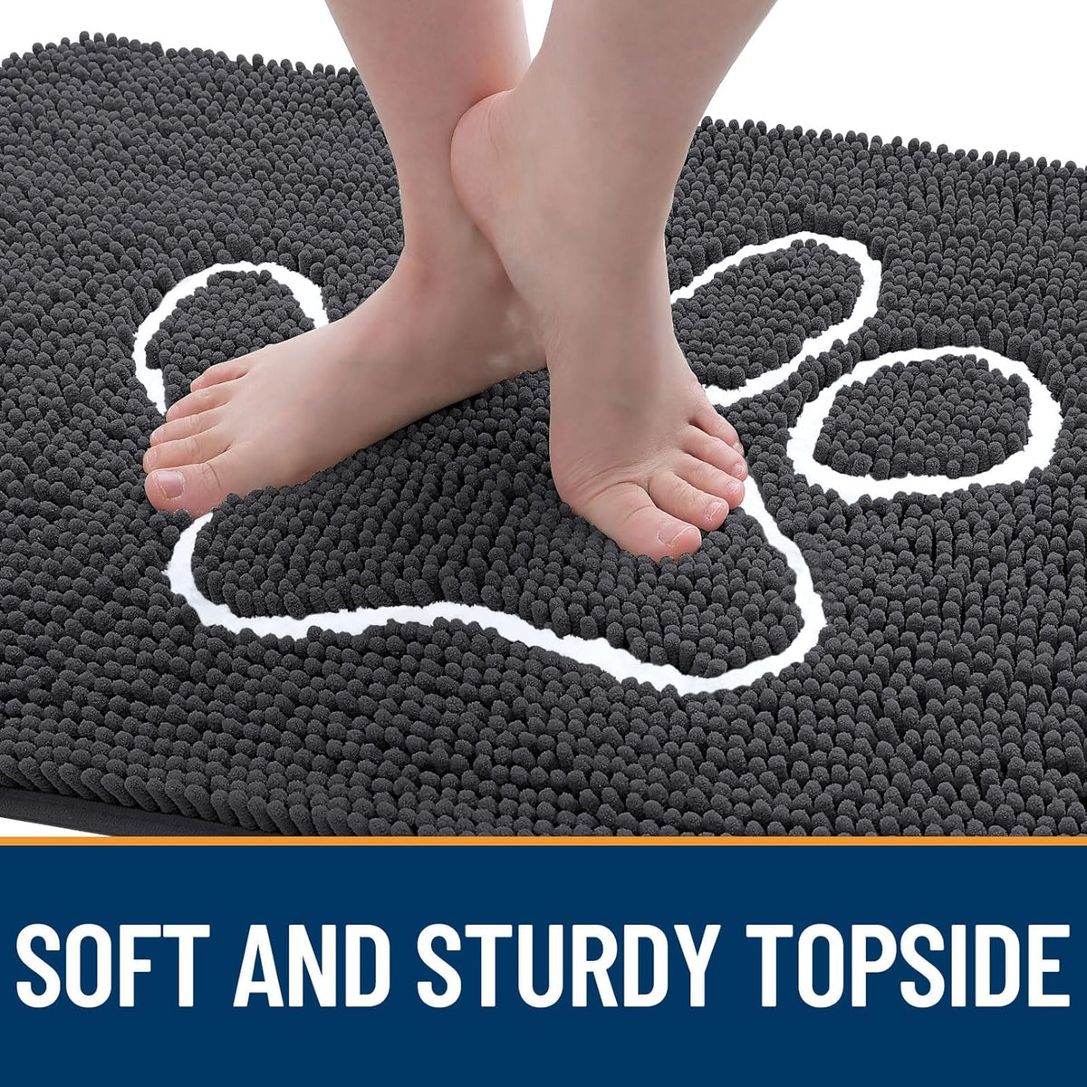 OLANLY Dog Door Mat - Absorbent Non-Slip Mud Mat for Dogs | Paw Print Design, 24x16, Dark Grey