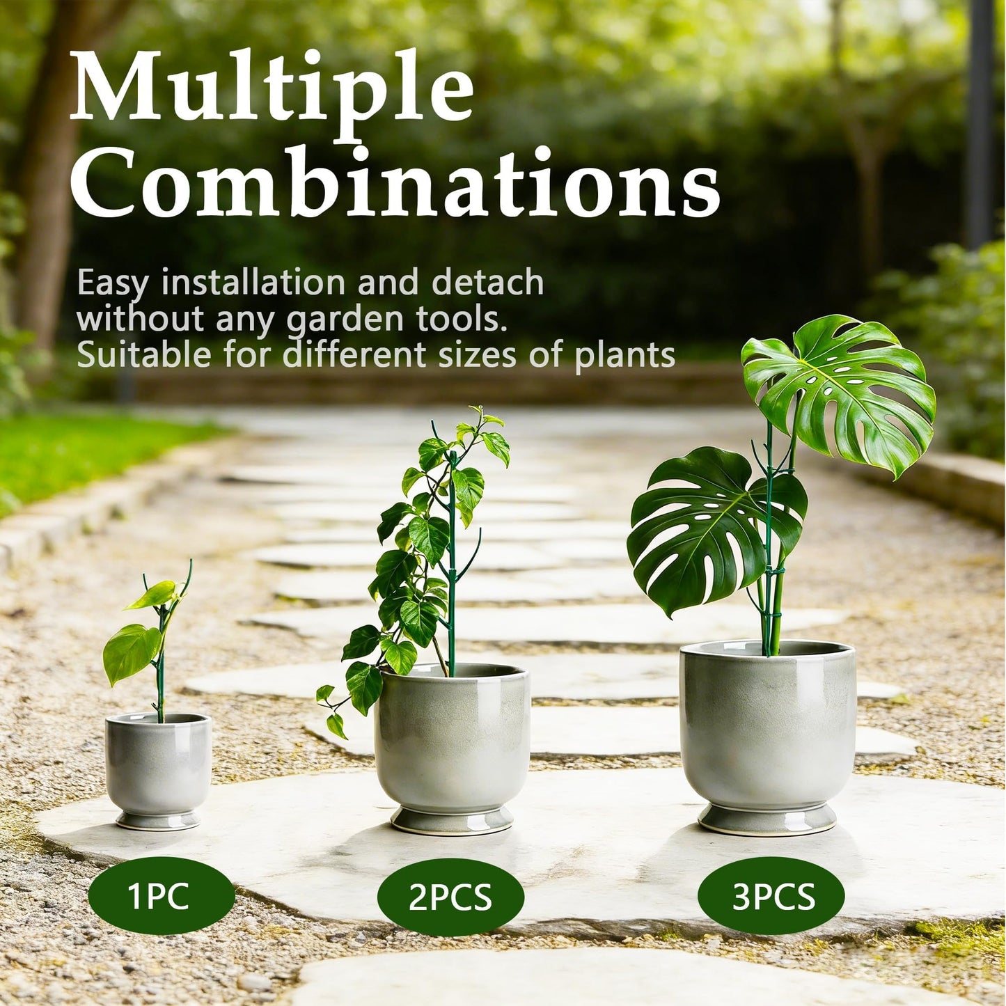 15 Pack Adjustable Plant Support Pole,Garden Stakes for Climing Plants Stem Support, Stackable Plant Accessories for Indoor Outdoor Potted Plants, Pothos, Vine, Flower Use