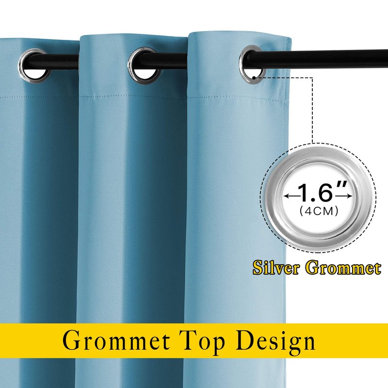 NICETOWN Bedroom Blackout Curtains and Drapes - Window Treatment Thermal Insulated Solid Grommet Blackout Draperies for Living Room (Set of 2 Panels, 52 by 95 Inch, Teal Blue)
