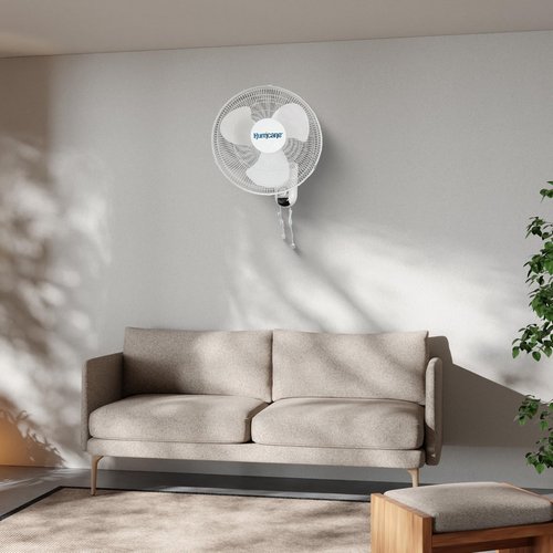 Hurricane Classic Oscillating Wall Mount Fan w/ 3 Quite Speeds, White, 16" - Corded Electric Air Cooling Unit w/ Easy Pull Cord Controls for Home, Grow Tents, Offices, Sheds, Studios, Garages & Dorms