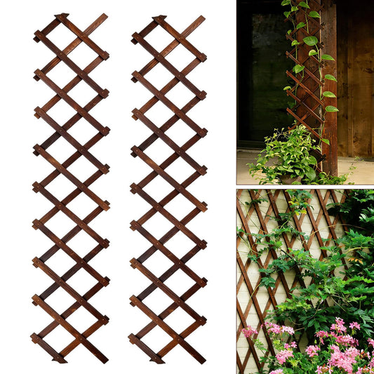 2 Pcs Expandable Garden Trellis, 13" x 68" Thickened Wooden Lattice Trellis for Climbing Plants Outdoor Ivy Vine Rose Clematis for Garden Fence Wall Patio Room Decor (2)