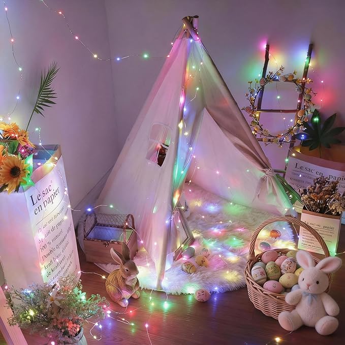 BrizLabs Smart Fairy Lights, 33ft 100 LED Color Changing Fairy Lights Work with Alexa/Google Home, WiFi Pastel Easter Light Dimmable RGB Twinkle Starry Light for Xmas Tree Home Party Easter Halloween