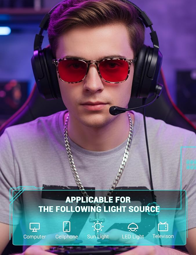 TIJN Sleep Glasses Blue Green Light Blocking Dual AR Coatings Amber Lens for Computer Gaming Screen Fatigue & UV Protection
