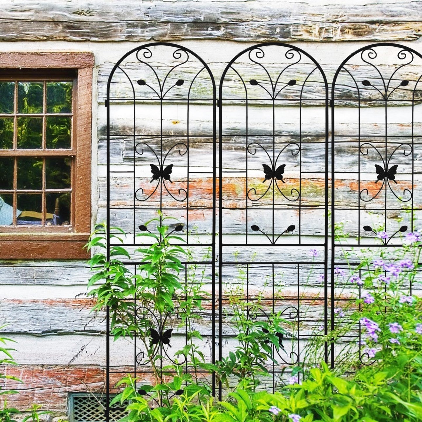 2 Pack Garden Trellis for Climbing Plants 86.7'' x 19.7''，Black Metal Garden Trellis，Heavy Duty Rustproof Plant Trellis for Rose Vine Vegetable