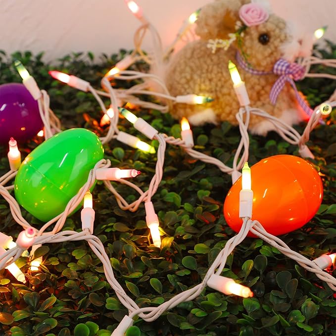 Easter String Lights, 150 Count 33 FT Green Wire Mini Fairy Light, 120V UL Certified Connectable Xmas Tree Incandescent Lights for Garden Patio Holiday Party Outdoor Indoor Decoration, Multicolor