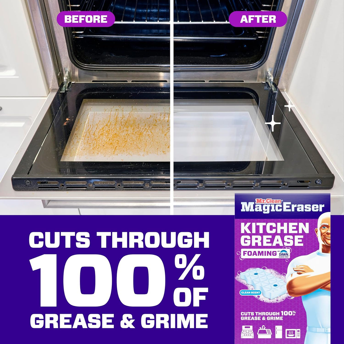 Mr. Clean Magic Eraser - Foaming Sponge with Dawn Cleaning Power for Kitchen Grease | 6 Count