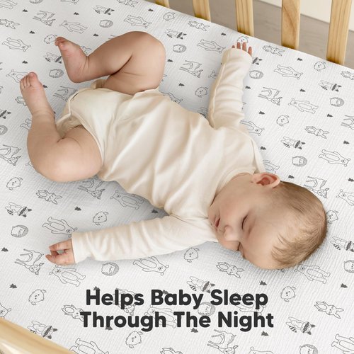 KeaBabies 2-Pack Muslin Crib Sheets for Boys, Girls - 100% Organic Cotton Fitted Baby Crib Mattress Sheet, Soft Breathable Standard Toddler Bed Cover Bedding Set, Neutral, Durable 52x28 (Woodland)
