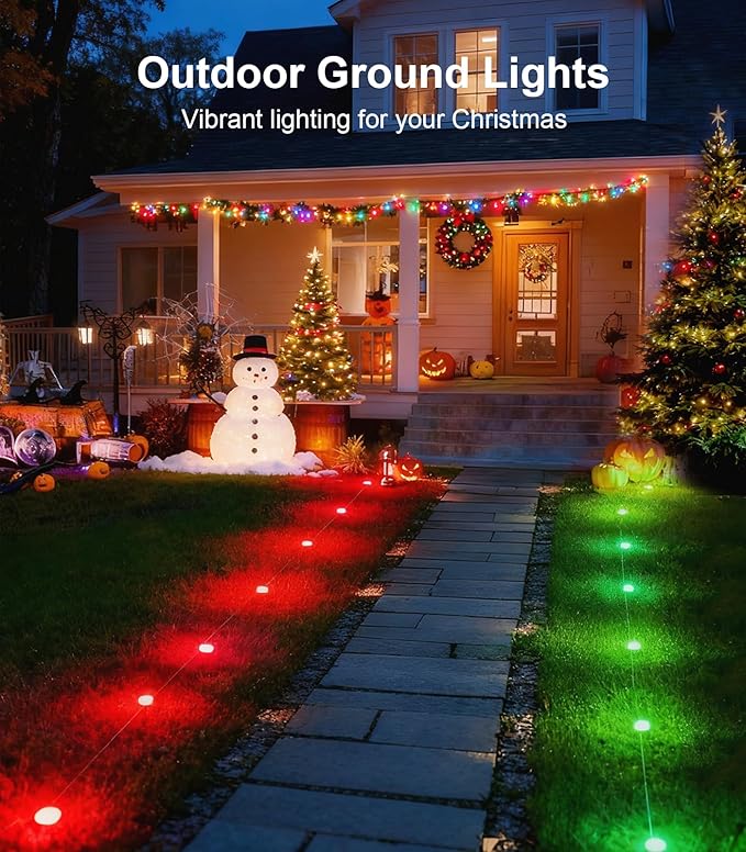 50Ft Permanent Outdoor Ground Lights Smart Color Changing, Pathway Christmas Lights Waterproof, Walkway Lighting for Outside Garden Back Yard Driveway Patio Sidewalk Landscape Path Decorations