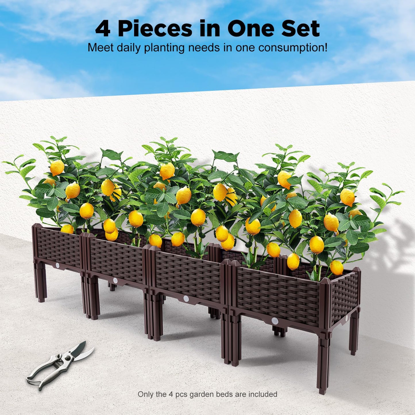 SJXHRFXY 4-Tier Raised Garden Bed, Elevated Planter Box with Legs, Outdoor Garden Planter for Vegetables, Herbs, Flowers - Easy Assembly, Drainage Holes, Brown