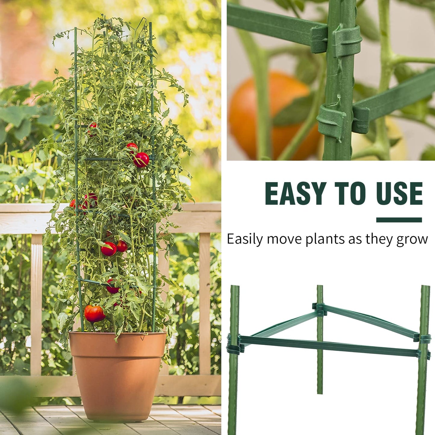 100 PCS Stake Arms for Tomato Cage, 12.6” Expandable Trellis Connectors,Plant Support Garden Stakes, Tomato Stake Supports Fit for 11mm Stakes, for Climbing Plants, Flowers,Vegetables