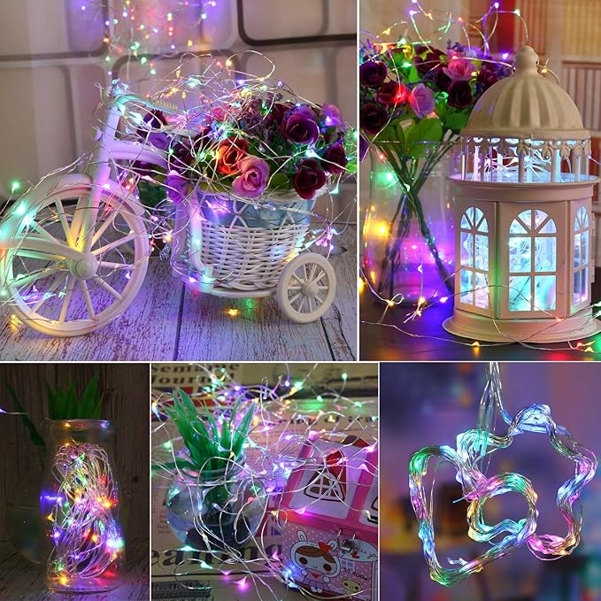 innolife 6 Pack LED Multicolor Fairy Lights Battery Operated with Remote Control & Timer, 10 Ft 30 LED Sliver Wire Twinkle Lights for Bedroom Christmas Wedding Party Indoor Outdoor Decoration