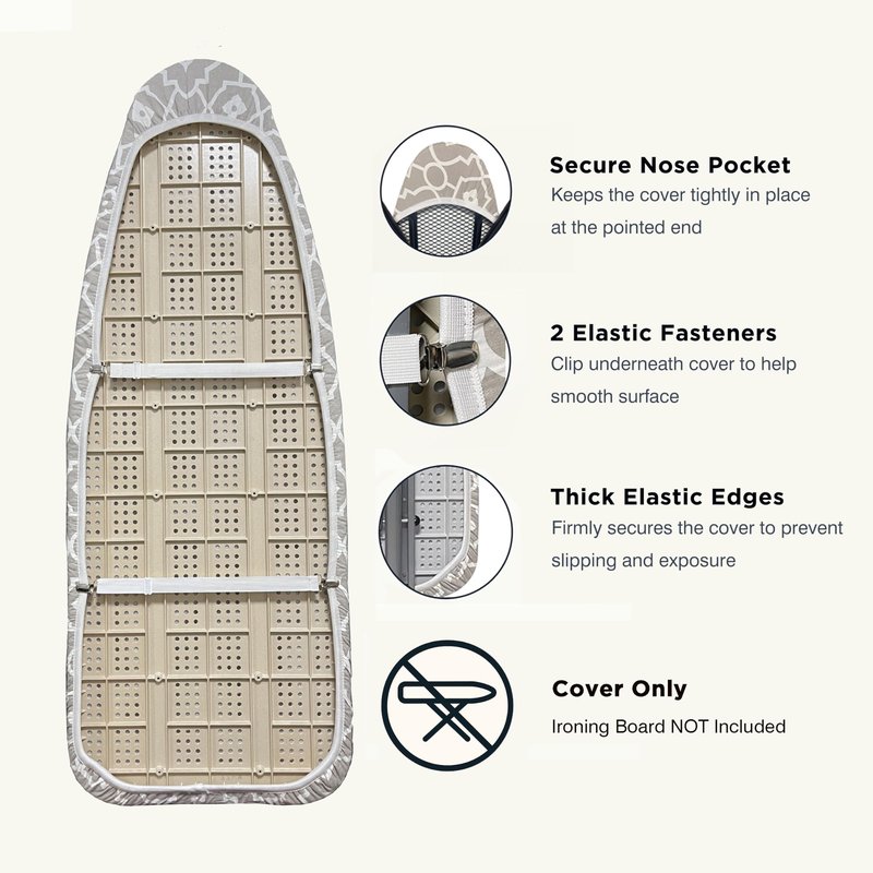 UniSimp Ironing Board Cover and Pad 18"x49" Extra Thick Natural Cotton, Scorch and Stain Resistant Padding, Extra Wide Iron Board Cover with Fasteners Heavy Duty Elastic Edge, Heatproof Zebra