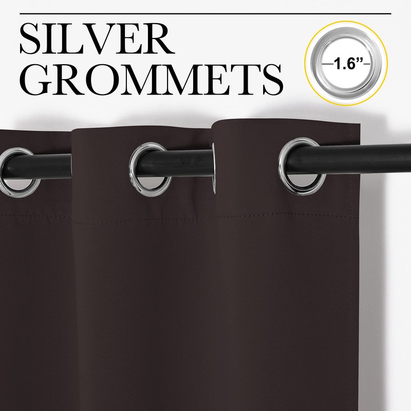 NICETOWN Blackout Curtain Panels for Bedroom Window, Triple Weave Microfiber Energy Saving Thermal Insulated Solid Grommet Blackout Draperies and Drapes(One Pair, 34 inches by 72 inches, Toffee Brown)