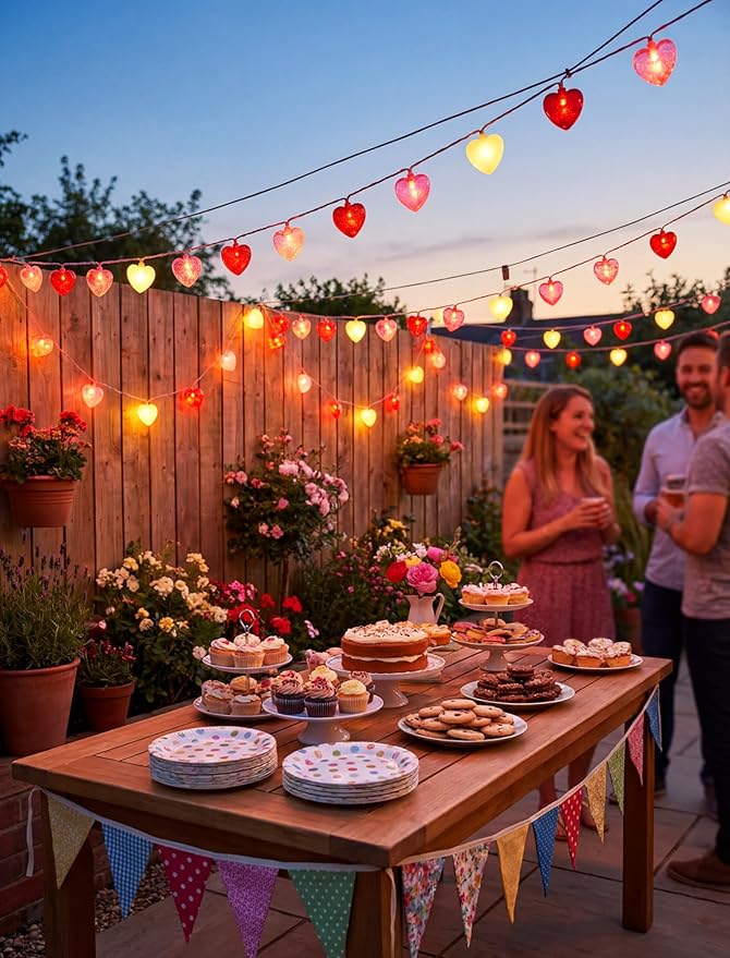 12Ft Red Pink White Heart String Lights, 20 LED 3D Glitter Hearts Plug in Fairy Lights, Connectable Waterproof Valentine's Day Decorations for Bedroom, Window, Wedding, Anniversary, Indoor Outdoor