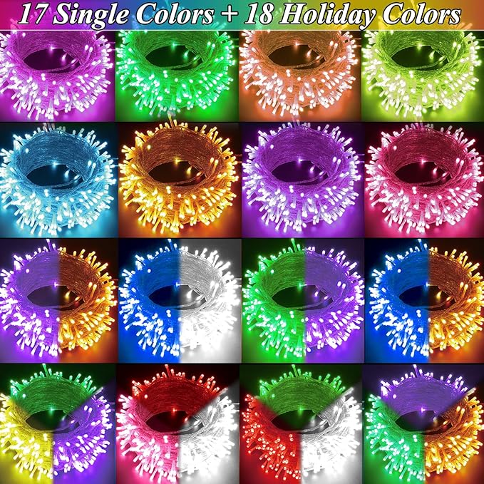 Color Changing Christmas Lights, 200 LED 35 Colors String Lights Indoor Outdoor with Remote, Waterproof Connectable Twinkle Lights Plug in for Xmas Tree Party Easter Valentine's Wedding Room Decor