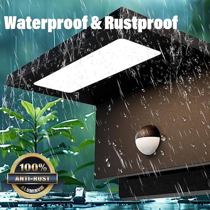 Motion Sensor Outdoor Wall Light Black LED Exterior House Light Fixture Front Porch Light Wall Mount Sconce IP54 Waterproof for Garden Patio Garage Entryway 10W 680Lm 3000K