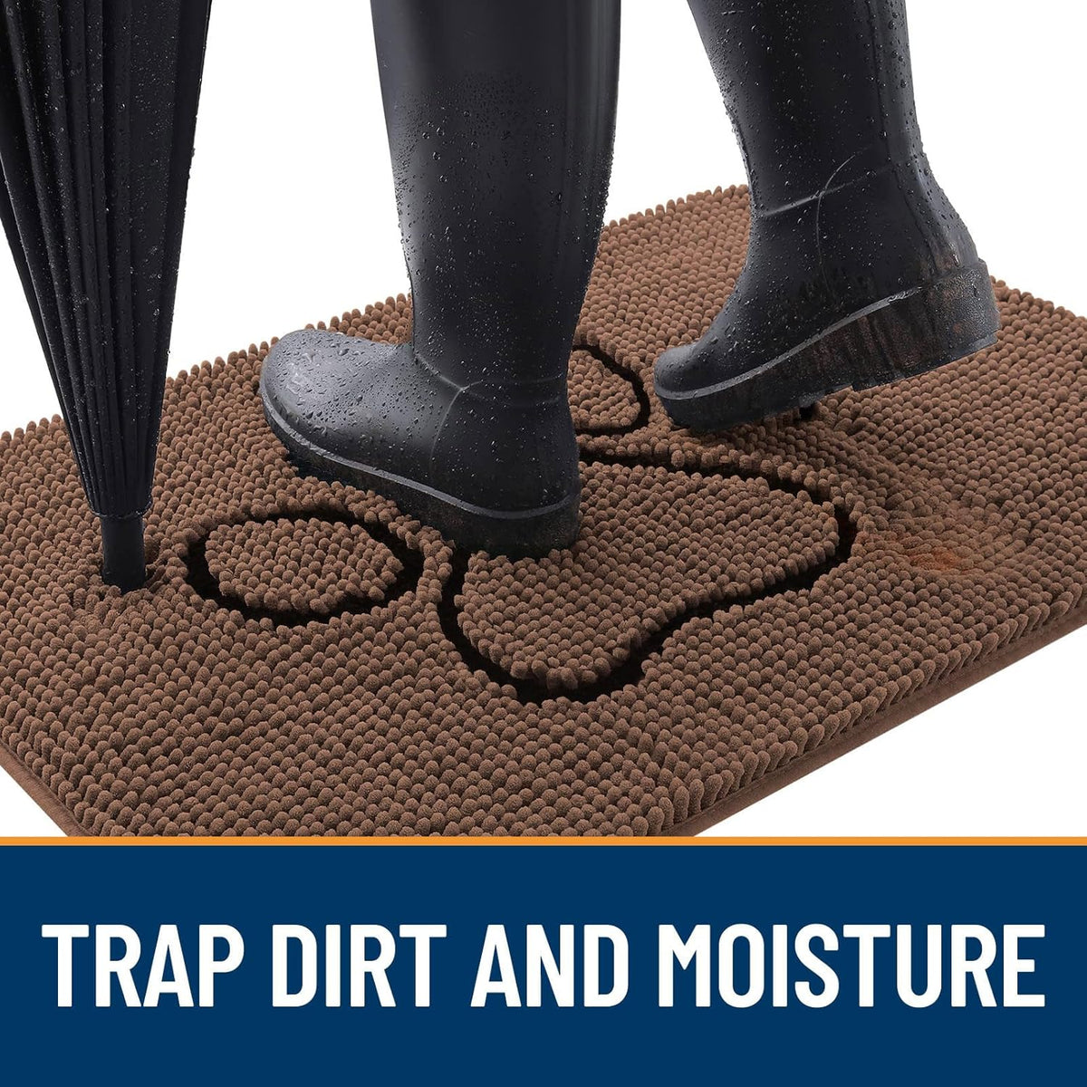OLANLY Dog Door Mat - Absorbent Non-Slip Mud Mat for Muddy Paws | 36x24 Mocha Paw Print Design