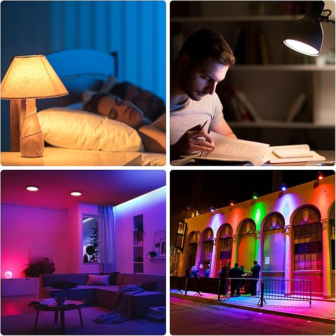 Rechargeable Battery Operated Light Bulb: E26 Wireless LED Night Light with Remote Control and Timer for Lamp, 3000mAh Dimmable Magnetic Puck Lights, 3 Color Temperatures+12 RGB Colors, Outdoor, 4pcs
