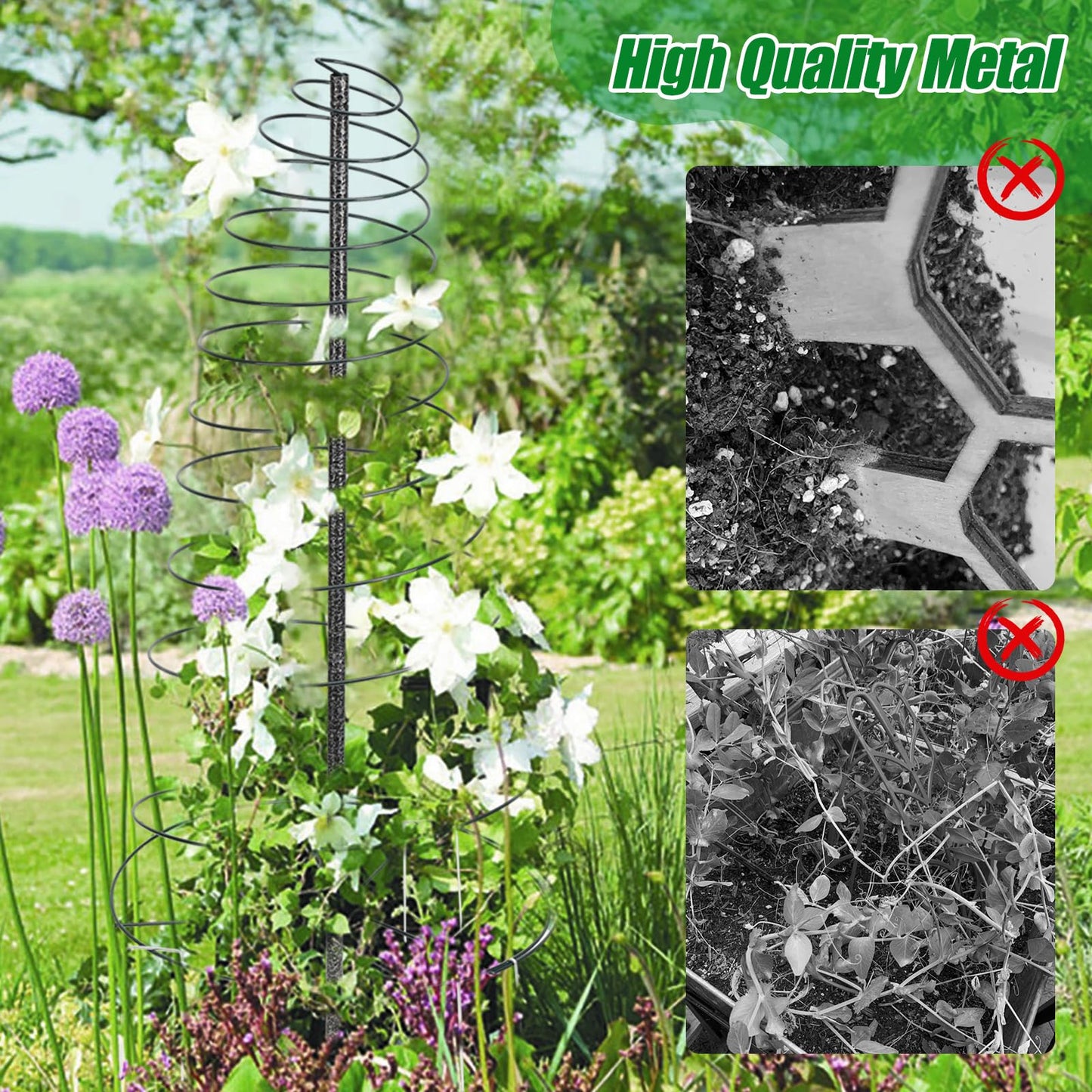 Trellis for Climbing Plants Outdoor,2 Pack Plants Trellis 44 inch Support Metal Garden Trellis for Plants Flowers Light Vegetables Vine Support