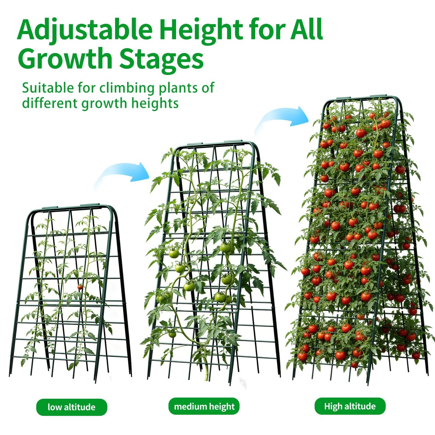 DOLEMODUO Heavy Duty Trellis for Climbing Plants, 50"x17" Adjustable Height Steel Cucumber Trellis, Powder Coated Metal Garden Trellis for Raised Beds,Tomatoes, Cucumbers & Outdoor Vines