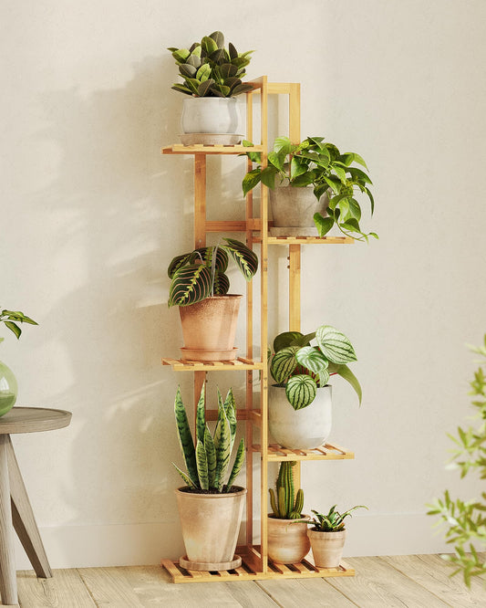 Bamworld Bamboo Plant Stand Indoor 5 Tiered Plant Shelf Outdoor Corner Plant Rack for Multiple Plants Flower Stand Plant Holder for Living Room Bedroom Balcony Patio Garden 43 Inch Natural