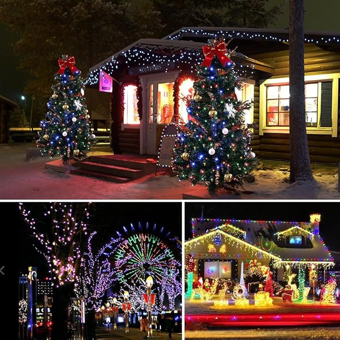 FULLBELL Christmas Lights, Fairy Lights Outdoor 66Ft 200 LED with Memory Modes Controller, Plug in Easter Decor Lights for Bedroom Party Wedding Garden Christmas Tree Indoor Outdoor Decorations