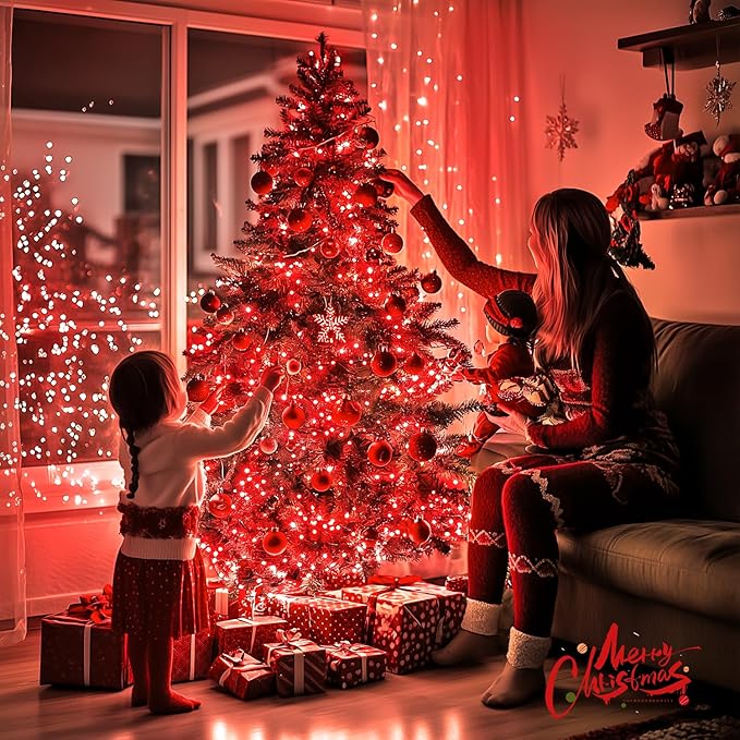 JMEXSUSS 150 LED Red Christmas Lights Indoor Outdoor Waterproof, Connectable 59 Ft Red String Lights Plug in, 8 Modes Twinkle Fairy Light for Bedroom Patio Party Tree Holiday Decor (Pack of 2)