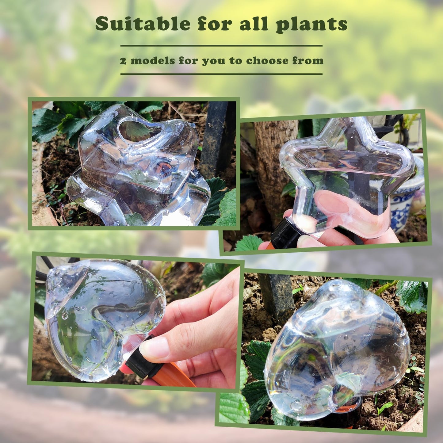 Ansberta Heart2-shaped Self Plant Watering Globes-4 Top Fill Automatic Planter Watering Insert with Slow Release-Watering drip Irrigation Device for Indoor and Outdoor Plants.