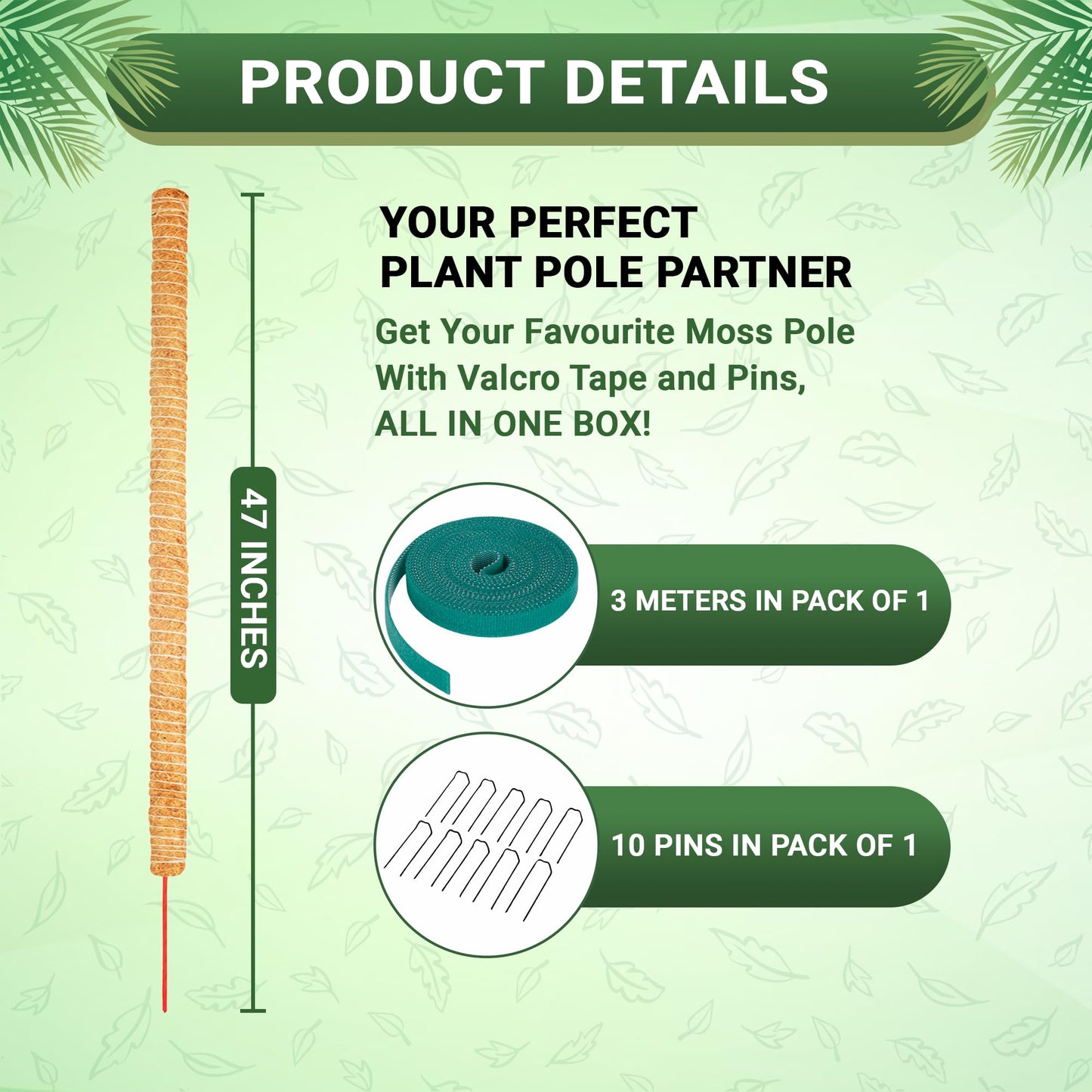 Bendable Moss Pole 48 Inch for Monstera & Climbing Plants – Pack of 2 Coco Coir Moss Poles for Indoor Plant Support, Trellis Pole for Pothos, Philodendron, Tall Plant Stakes for Home Gardeners
