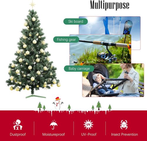 Cosy Family Christmas Tree Storage Bag - Durable 7.5 ft Heavy Duty Extra Large with Reinforced Handles & Dual Zippers - Green