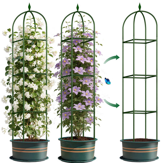 Garden Trellis for Climbing Plants, Tomato Cage, Rose, Flowers, Grape, Pea, Cucumber Trellis, Rustproof Plastic Coated Metal Plant Support for Potted Plants Indoor Outdoor - 1PC Plant Trellis