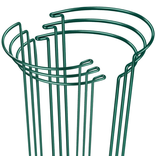 EWPJDK Plant Supports Stakes 6PCS, Half Round Metal Garden Stakes Plant Support for Peony Cages and Supports,Green Plant Support Ring Border for Outdoor Indoor Plants (10" W x 16" H, 6 PCS)