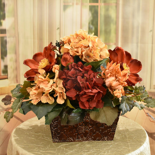 Floral Home Decor Hydrangea and Magnolia Centerpiece