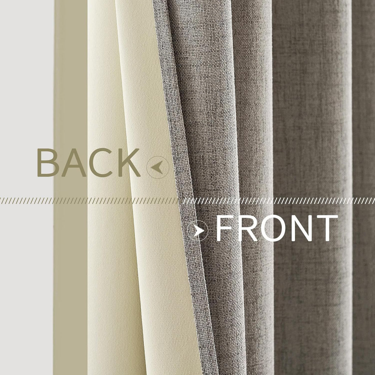 MIULEE Blackout Linen Curtains - 100% Thermal Insulated Greige Draperies | Room Darkening 52x96 Inch (2 Panels)