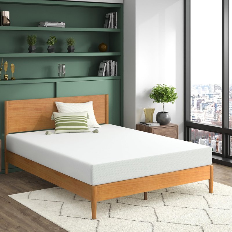 Zinus 8 Inch Green Tea Memory Foam Mattress, Short Queen, Fiberglass Free, Patented Custom Contour Support, Sturdy Base Foam, CertiPUR-US Certified, Mattress in A Box, White