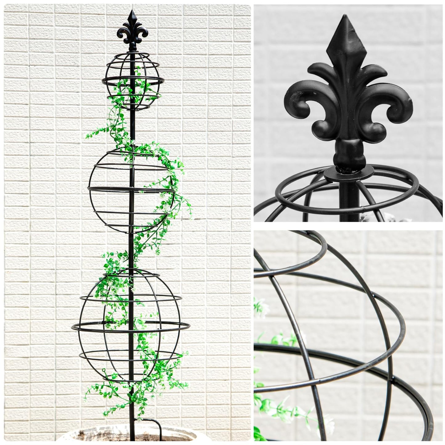 GOOOXIM Obelisk Trellis - Elegant 49.5 x 12 Inch Metal Climbing Plant Support for Outdoor Roses, Potted Vines, and Flower Gardens - Perfect Decorative Accent for Home and Garden Decor