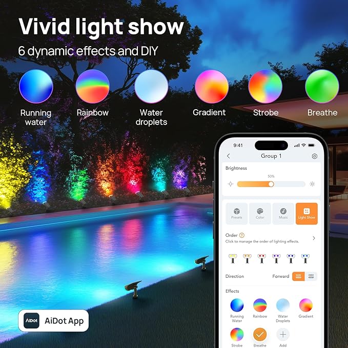 Linkind Smart Solar Lights Outdoor SL5 with Motion Sensor, APP Control Color Changing Solar Spot Lights Outdoor, Easter Decorations, IP65 Landscape Lighting for Yard, Garden, Path(6 Pack)