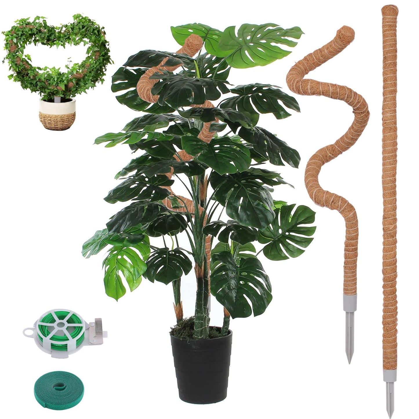 2 Pack Moss Pole, 40 Inch Monstera Plant Support, Moss Poles for Climbing Plants Indoor DIY, Coco Coir Plant Pole Moss Plant Stick Support Stake Kit for Potted Plants, Pothos, Philodendron