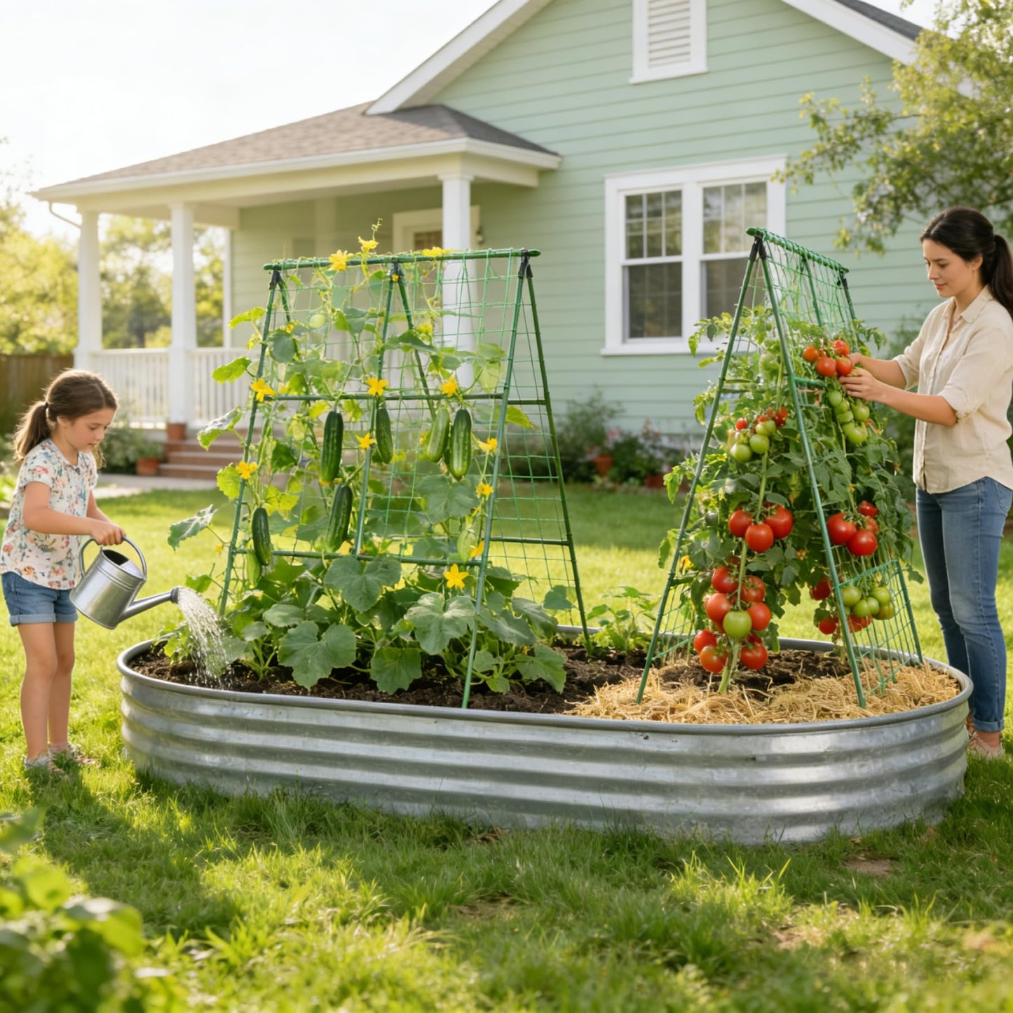 Miory Cucumber Trellis, 32"x48" 2 Pack A-Frame Trellis for Raised Bed, Garden Trellis for Climbing Plants Outdoor, Plant Support for Vegetables Vines