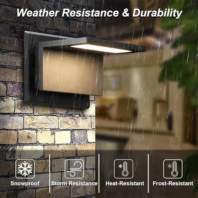 Wall Light Outdoor LED Wall Mount Lamp Modern Wall Sconce Lighting Lantern Fixture Grey Aluminum Lights for Porch Front Door Garden Yard Patio IP54 Waterproof 10W 680Lm 3000K