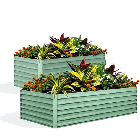 GarveeLife 2pcs 6x3x2 ft Galvanized Raised Garden Bed, 24" Tall Metal Planter Box for Flowers Vegetables, Rust-Resistant Raised Garden Beds for Gardening, Easy Assembly Outdoor Garden Box & Planters