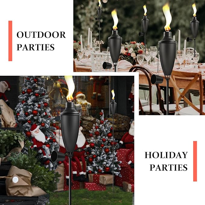 1 Pack Home Garden Torch , Large Capacity 22oz Outdoor Metal Torch Garden Décor,61-Inch Upgraded Citronella Torches with 3-Prong Grounded Stake, Table Top Torches for Party Patio Pathway