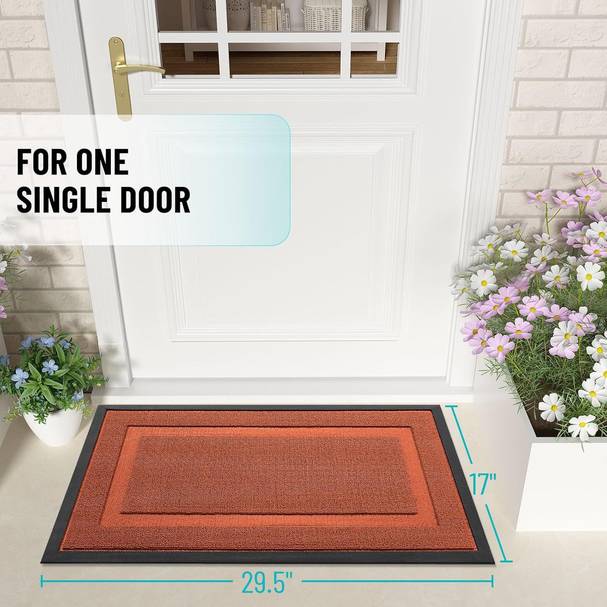 OLANLY Waterproof Front Door Mat - All-Season Indoor/Outdoor Doormat | Sturdy Natural Rubber, 29.5x17, Vermillion Red