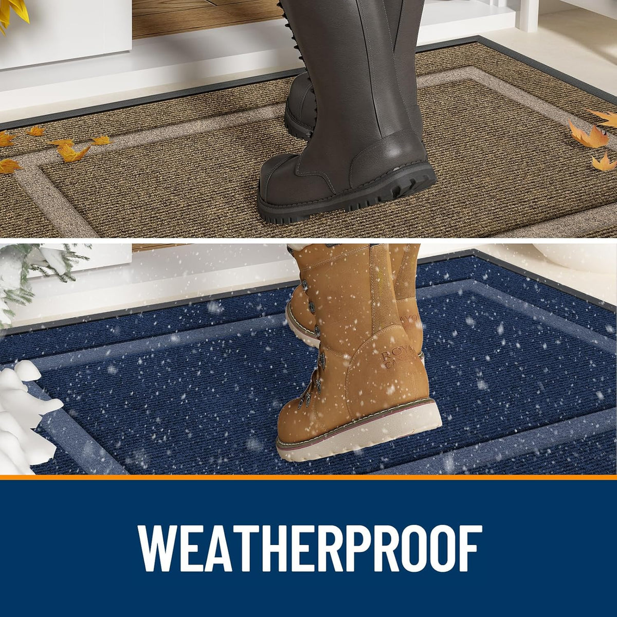 OLANLY Waterproof Front Door Mat - All-Season Indoor/Outdoor Doormat | Sturdy Natural Rubber, 29.5x17, Vermillion Red