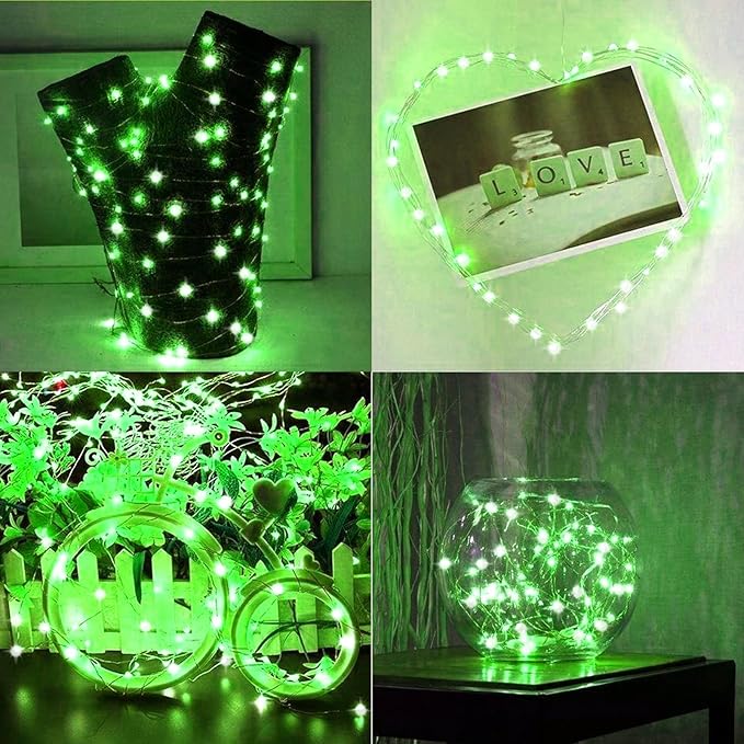 LAMPHOME 33Ft 100 LED Green St Patricks Day Fairy Lights with16 Lighting Modes, Waterproof Twinkle Firefly Lights,String Mini Light Plug in for Indoor Outdoor Tree Garden Party Decoration