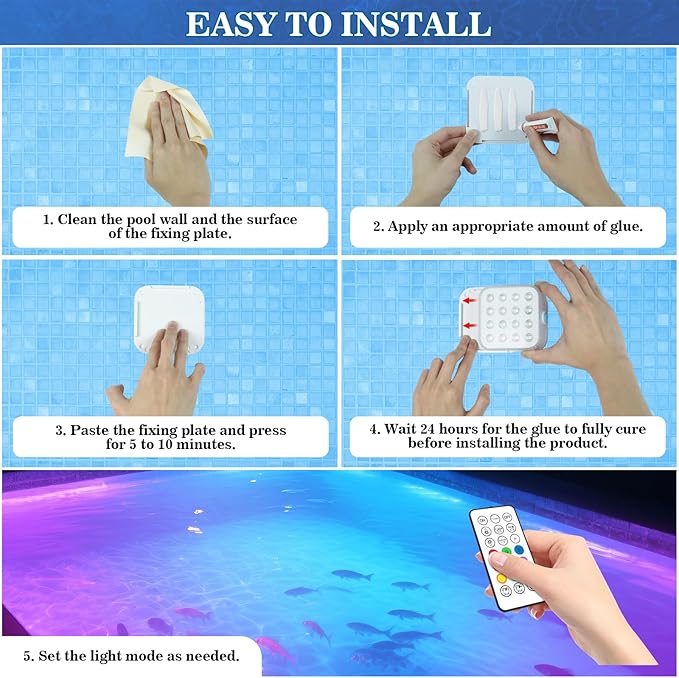 Creatrek Rechargeable Pool Lights with Remote, 16 Color Changing Submersible LED Lights, Waterproof Pool for inground, Ponds, Bathtub Decorations, 1 Pack