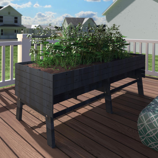 MUPATER 6x3x2FT Cedar Raised Garden Bed for Outdoor,Raised Garden Bed with Wheels and Legs, 837lbs Large Elevated Garden Planter Box with Liner Design for Herbs, Grey