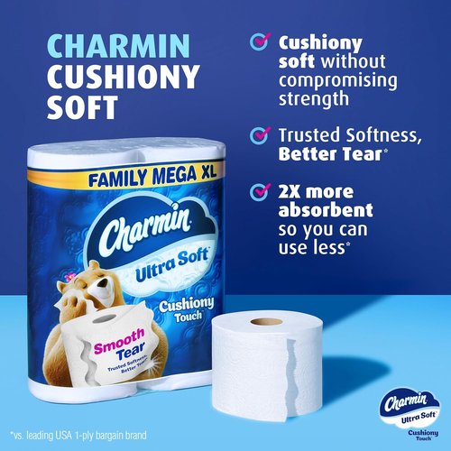 Bounty Quick-Size Paper Towels - 16 Family Rolls | Charmin Ultra Soft Toilet Paper - 18 Mega XL Rolls