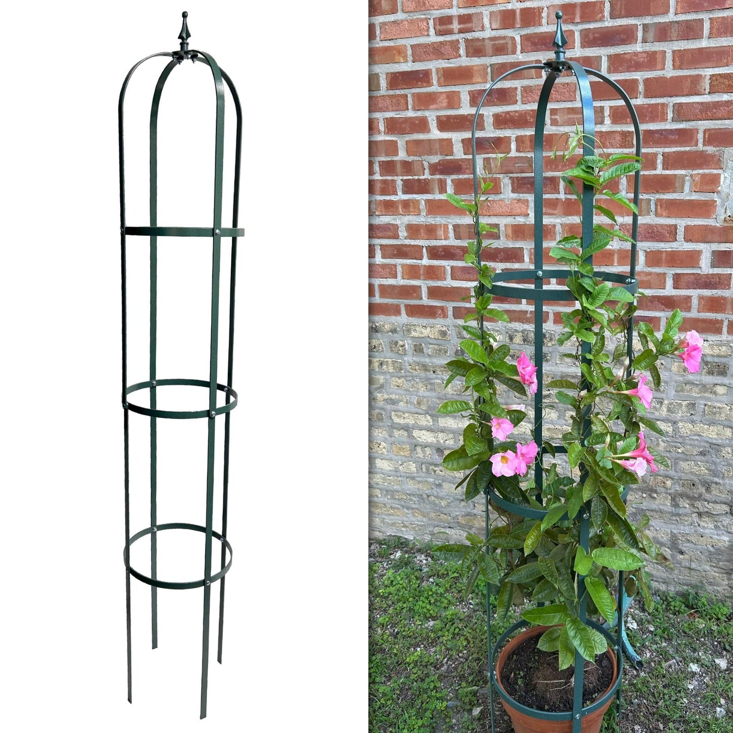 Erva Large Garden Obelisk - Made in USA 7 ft Tall Trellis for Climbing Plants - Heavy Duty Plant Support - Premium Verdigris Green Powdercoat Finish