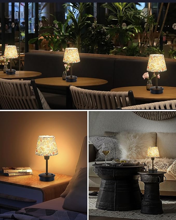 10"H Small Cordless Table Lamps for Restaurant Dinner Dining, 5200mAh Rechargeable Battery Operated Lamps, Brightness Dimmable, Night Bedside Touch Lamp, Living Room Side Kitchen Outdoor Table Light
